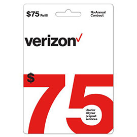 Verizon $75 Prepaid Refill Card
