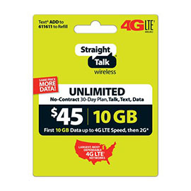 Straight Talk $45 Unlimited Prepaid Card