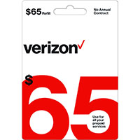 Verizon $65 Prepaid Refill Card